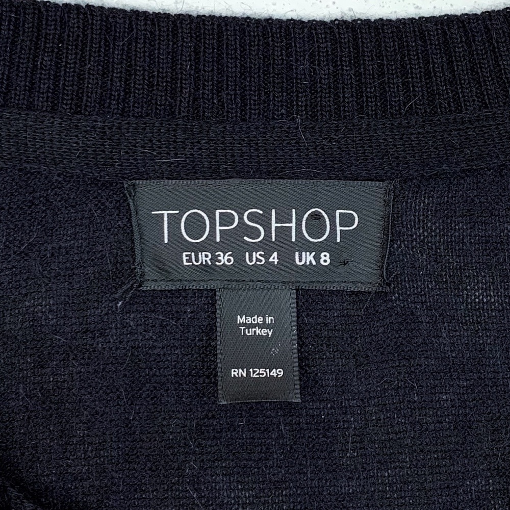 Topshop Mixed Media Black & Multicolor Abstract Print Angora Blend Sweater Top - Picture 8 of 10